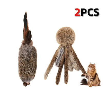 Cat Toy Artificial Rabbit Fur Cat Toys Enrichment Toy Kitten Teaser Wand Self Play Boredom Relief Interactive Cat Toy For Indoor