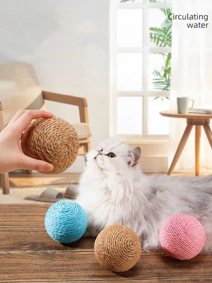 Interactive Sisal Cat Scratching Ball Toy For Kitten Teeth Cleaning Anti Bite 10CM Super Big Cat Ball Sounding Toy Pet Supplies