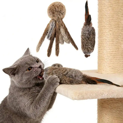 Cat Toy Artificial Rabbit Fur Cat Toys Enrichment Toy Kitten Teaser Wand Self Play Boredom Relief Interactive Cat Toy For Indoor