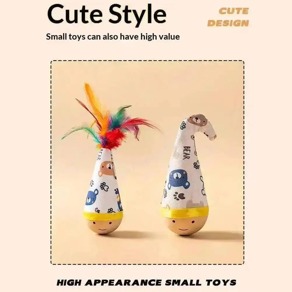 Cat Interactive Toys Funny Feather Kitten Teaser Indoor Play Automatic Toy Gift Cat Feather Toy Kitten Wobble Ball Indoor Play