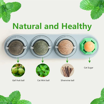 Natural Catnip Toys Silvervine Balls Teeth Cleaning Dental Wall Treats Extra Cat Energy Ball Edible Cat Lick Healthy Kitten Chew