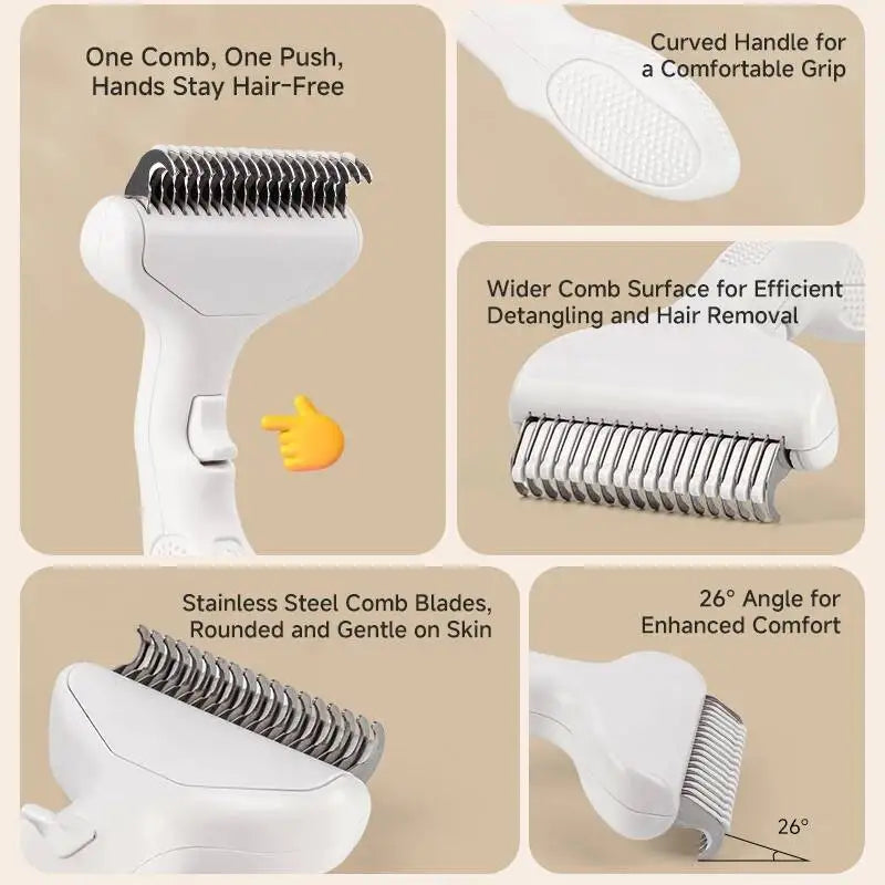 Floating Stainless Steel Dog Hair Removal Brush Curved Design for Long Hair Breeds Puppy Cat Grooming Pet Products Dog Grooming