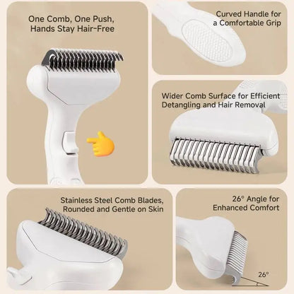 Floating Stainless Steel Dog Hair Removal Brush Curved Design for Long Hair Breeds Puppy Cat Grooming Pet Products Dog Grooming