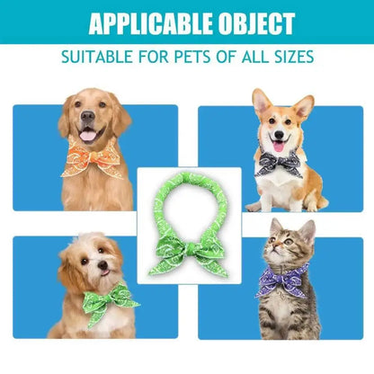 Pet Cooling Ice Scarf Cool Ice Breathable Towel Dog Cooling Hydrogel Bandana Collar Cat Adjustable Collar Bib Pet Supplies