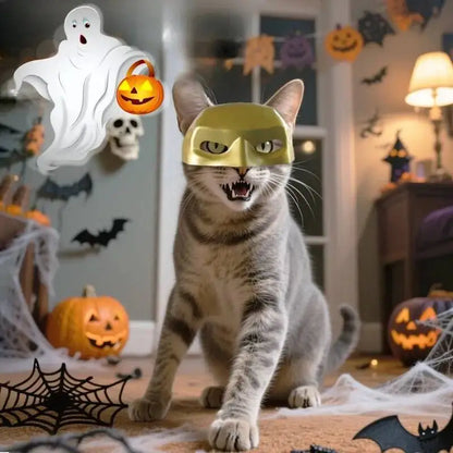 Pet Halloween Cat Mask Weird Cartoon Cat Mask Funny 3D Bat Cat Mask Cosplay Hat Pet Costume Creative Pet Party Accessories Gift