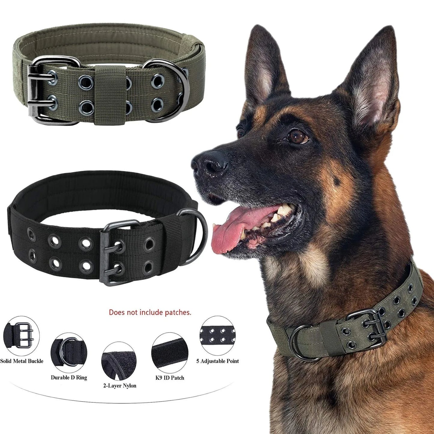 Outdoor Tactical Dog Collar Set Dog Leash Metal Buckle Breathability Nylon Adjustable Dog Collar for Training Neck Pet Products