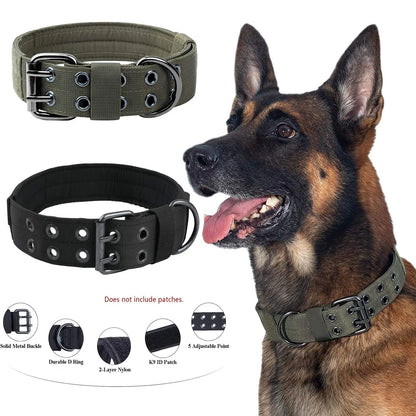 Outdoor Tactical Dog Collar Set Dog Leash Metal Buckle Breathability Nylon Adjustable Dog Collar for Training Neck Pet Products