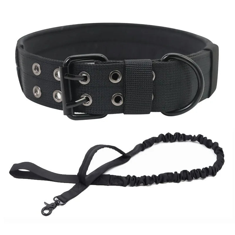 Outdoor Tactical Dog Collar Set Dog Leash Metal Buckle Breathability Nylon Adjustable Dog Collar for Training Neck Pet Products