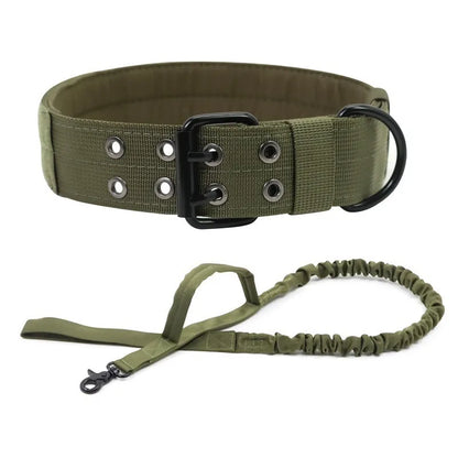 Outdoor Tactical Dog Collar Set Dog Leash Metal Buckle Breathability Nylon Adjustable Dog Collar for Training Neck Pet Products