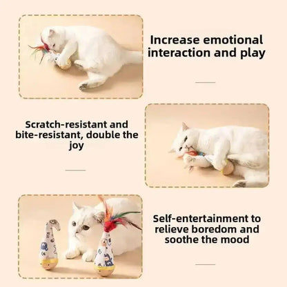 Cat Interactive Toys Funny Feather Kitten Teaser Indoor Play Automatic Toy Gift Cat Feather Toy Kitten Wobble Ball Indoor Play