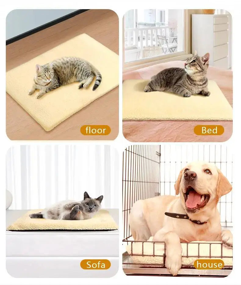 Winter Self-Heating Pet Pads Blanket Puppy Warm Cushion Mat for Cats Dogs Washable with Thermal Body Heat Reflecting Core Pad