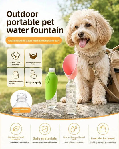 Portable Pet Outdoor Drinking Water Cup Dog Silicone Foldable Leaf Universal Bottle Mouth for Travel Cat And Dog Water Dispenser