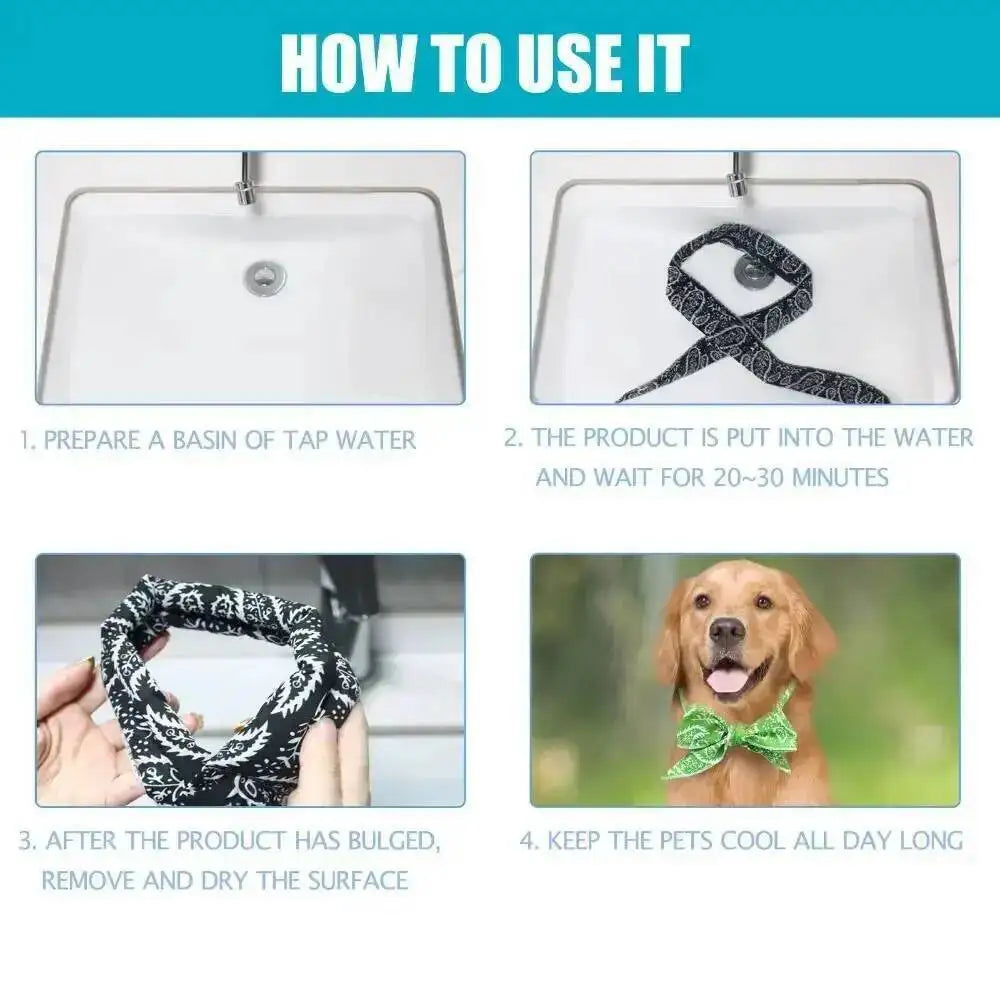 Pet Cooling Ice Scarf Cool Ice Breathable Towel Dog Cooling Hydrogel Bandana Collar Cat Adjustable Collar Bib Pet Supplies