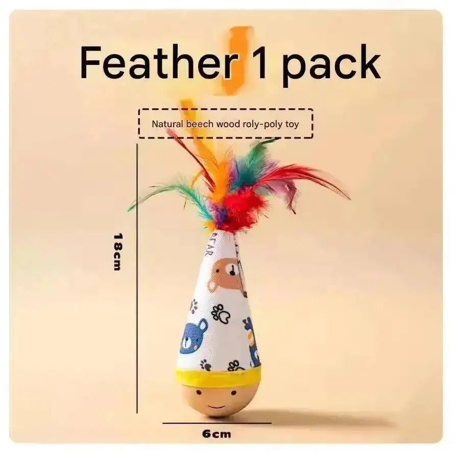 Cat Interactive Toys Funny Feather Kitten Teaser Indoor Play Automatic Toy Gift Cat Feather Toy Kitten Wobble Ball Indoor Play