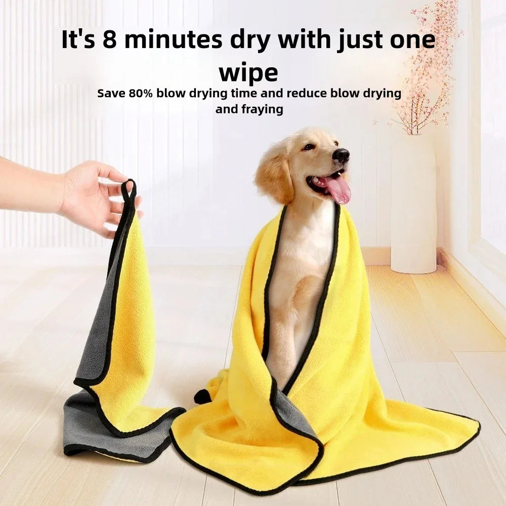 Quick-drying Pet Dog and Cat Towels Soft Fiber Towels Water-absorbent Bath Towel Convenient Pet Shop Cleaning Towel Pet Supplies