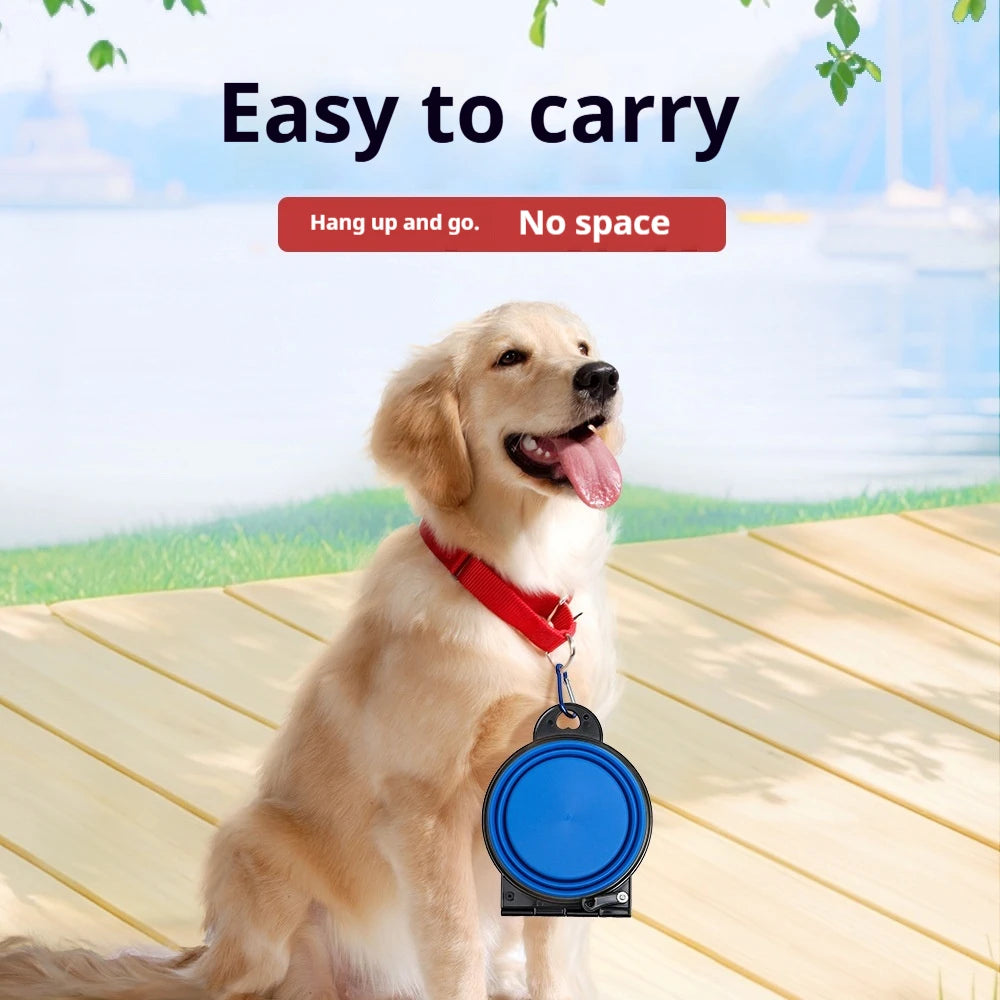 2 in 1 Collapsible Dog Travel Bowl Double Bowls Folding Food Water Bowl Portable Hangable Dog Feeder for Outdoor Dog Product
