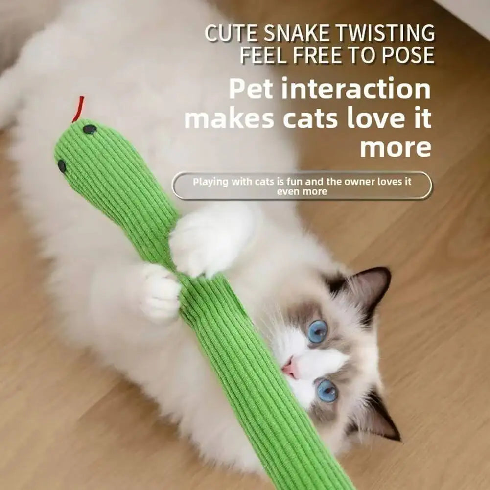 Cat Dog Toy Cute Snake Interactive Kitten Chew Toys Pet Cat Plush Toy Bite-resistant Teeth Cleaning Cat Sound Toy Pet Supplies