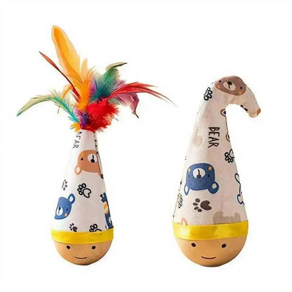 Cat Interactive Toys Funny Feather Kitten Teaser Indoor Play Automatic Toy Gift Cat Feather Toy Kitten Wobble Ball Indoor Play