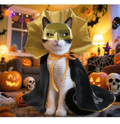 Halloween Vampire Pet Costumes Couture Set with Mask Cape for Cats Dog Halloween Festival Set Dress Up Pet Parties Cloak Clothes