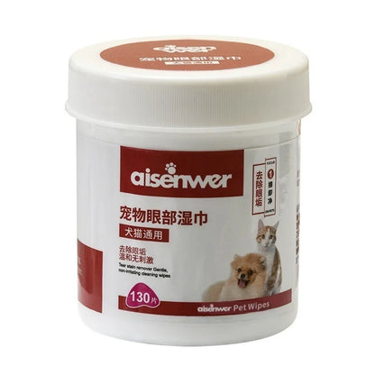 130PCS Dog Cat Eye Wipes Gentle Pet Eye Ear Cleaning Wipes Dog Cat Tear Stain Remover Wipes Remove Dried Mucus Discharge & Tear