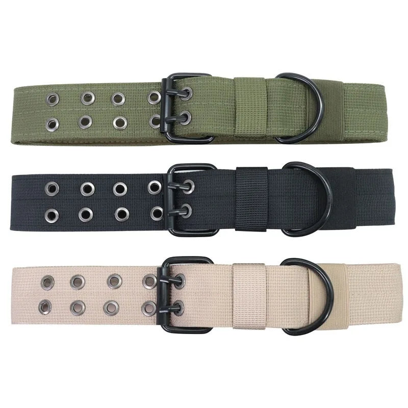 Outdoor Tactical Dog Collar Set Dog Leash Metal Buckle Breathability Nylon Adjustable Dog Collar for Training Neck Pet Products