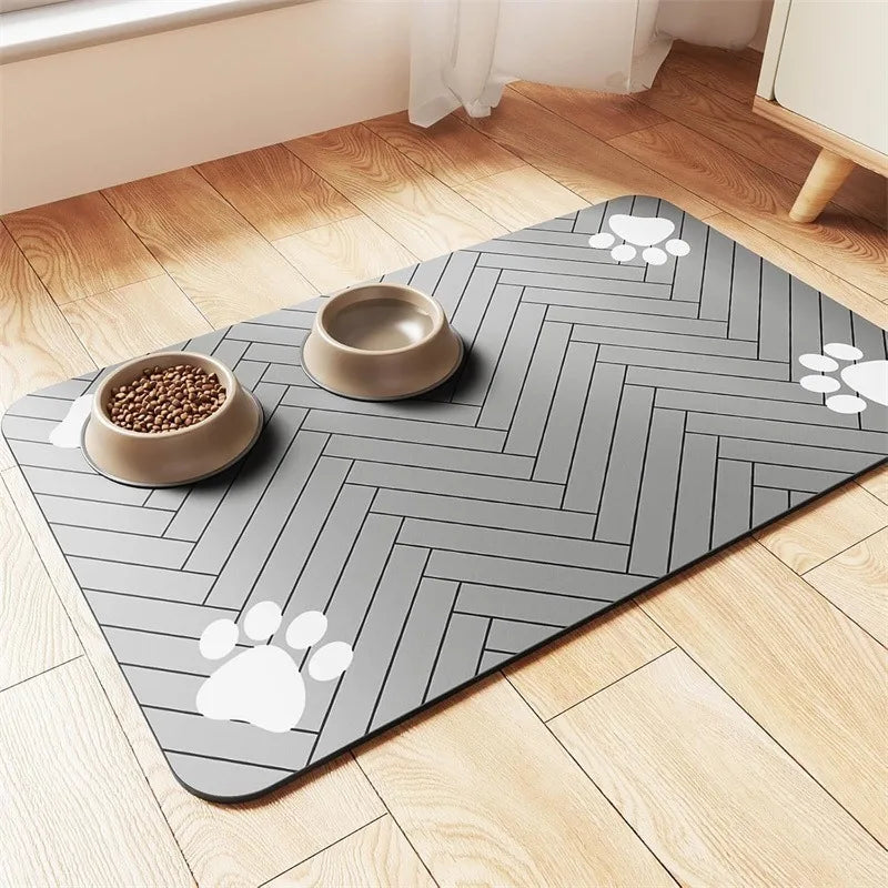 60X90CM Pet Dog Feeding Mat Pet Placemat for Food and Water Bowl with Waterproof Rubber Backing Quick Dry Water Mat for Dog Cat