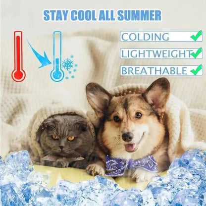 Pet Cooling Ice Scarf Cool Ice Breathable Towel Dog Cooling Hydrogel Bandana Collar Cat Adjustable Collar Bib Pet Supplies