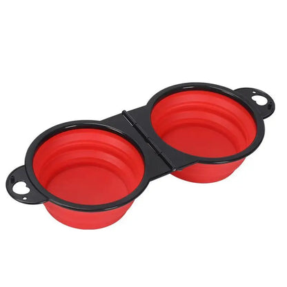 2 in 1 Collapsible Dog Travel Bowl Double Bowls Folding Food Water Bowl Portable Hangable Dog Feeder for Outdoor Dog Product