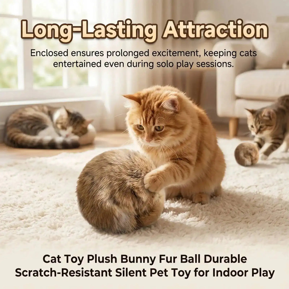 Durable Rabbit Fur Ball Interactive Cat Toy Pet Product Containing Catnip Fluffy Toy Ball Chasing Plush Toy Ball Cat Accessories