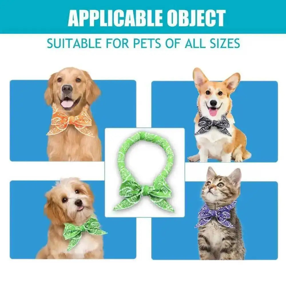 Pet Cooling Ice Scarf Cool Ice Breathable Towel Dog Cooling Hydrogel Bandana Collar Cat Adjustable Collar Bib Pet Supplies