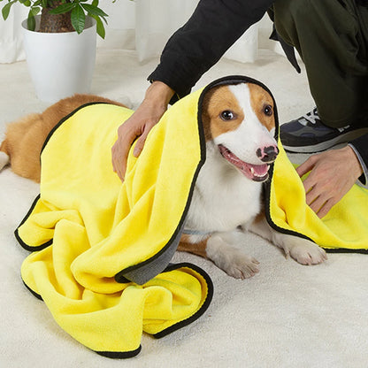 Quick-drying Pet Dog and Cat Towels Soft Fiber Towels Water-absorbent Bath Towel Convenient Pet Shop Cleaning Towel Pet Supplies