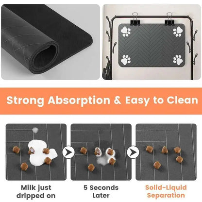 60X90CM Pet Dog Feeding Mat Pet Placemat for Food and Water Bowl with Waterproof Rubber Backing Quick Dry Water Mat for Dog Cat