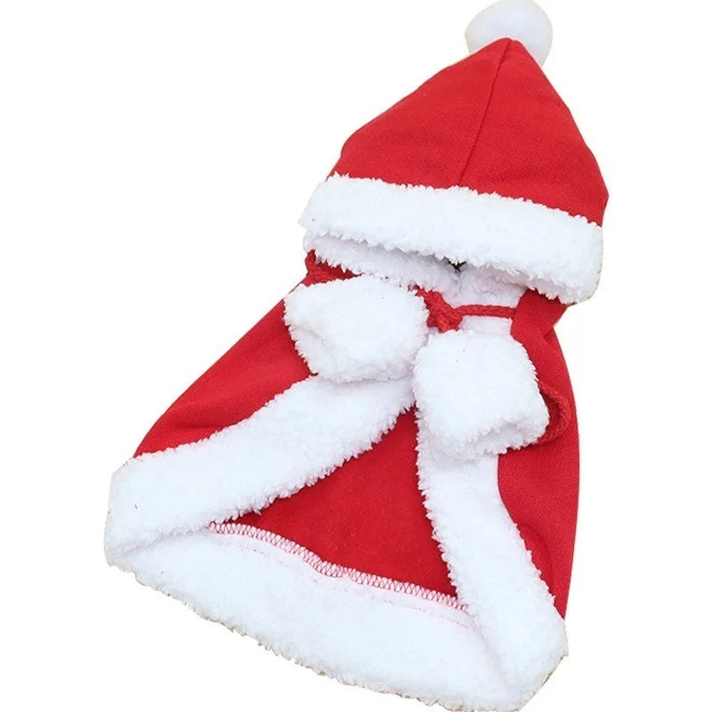 Cat Costume Santa Cosplay Funny Transformed Cat Dog Pet Christmas Cape Winter Dress Up Clothes Red Scarf Cloak Props Decor