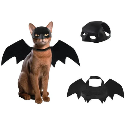 Halloween Pet Black Bat Costume Set with Mask Wing for Cats Dogs Creative Cosplay Cat Dog Halloween Party Pet Supplies