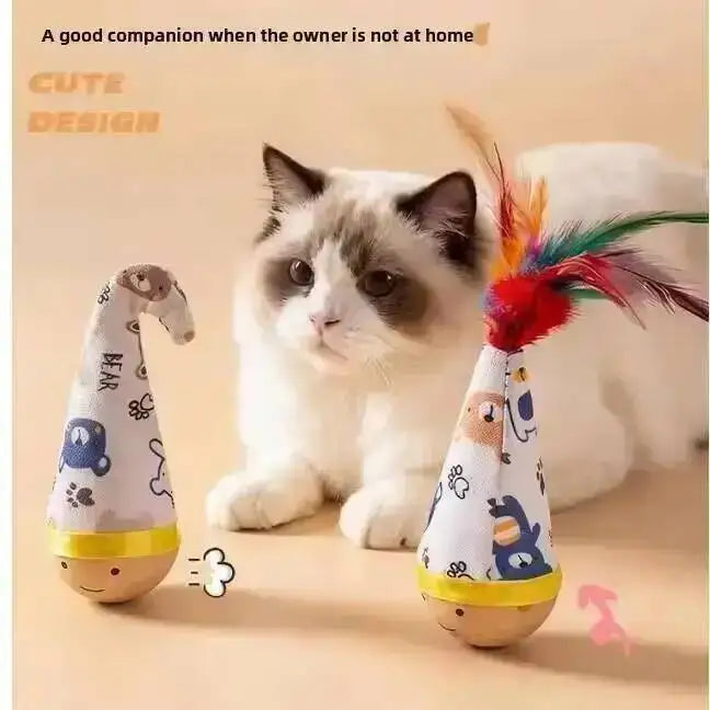 Cat Interactive Toys Funny Feather Kitten Teaser Indoor Play Automatic Toy Gift Cat Feather Toy Kitten Wobble Ball Indoor Play