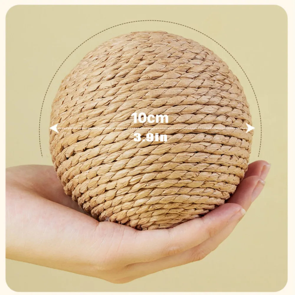 Interactive Sisal Cat Scratching Ball Toy For Kitten Teeth Cleaning Anti Bite 10CM Super Big Cat Ball Sounding Toy Pet Supplies