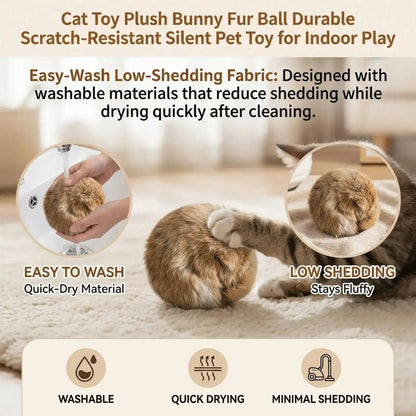 Durable Rabbit Fur Ball Interactive Cat Toy Pet Product Containing Catnip Fluffy Toy Ball Chasing Plush Toy Ball Cat Accessories
