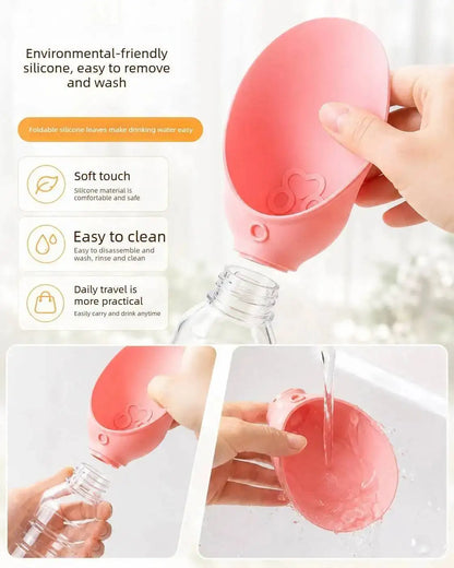 Portable Pet Outdoor Drinking Water Cup Dog Silicone Foldable Leaf Universal Bottle Mouth for Travel Cat And Dog Water Dispenser