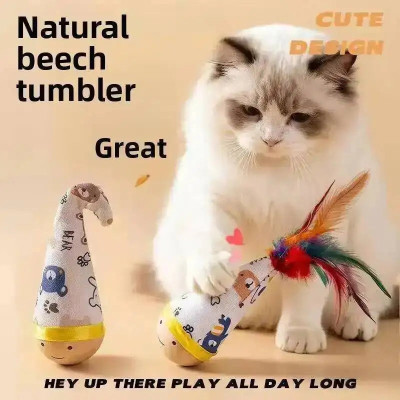 Cat Interactive Toys Funny Feather Kitten Teaser Indoor Play Automatic Toy Gift Cat Feather Toy Kitten Wobble Ball Indoor Play