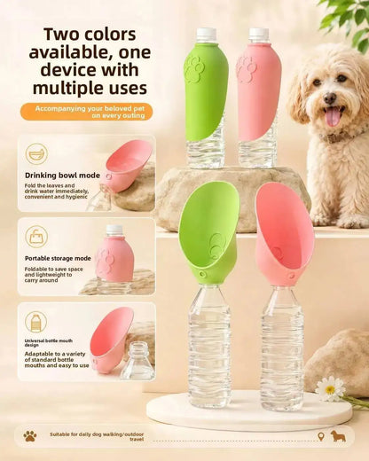 Portable Pet Outdoor Drinking Water Cup Dog Silicone Foldable Leaf Universal Bottle Mouth for Travel Cat And Dog Water Dispenser