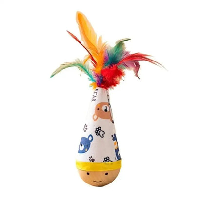Cat Interactive Toys Funny Feather Kitten Teaser Indoor Play Automatic Toy Gift Cat Feather Toy Kitten Wobble Ball Indoor Play