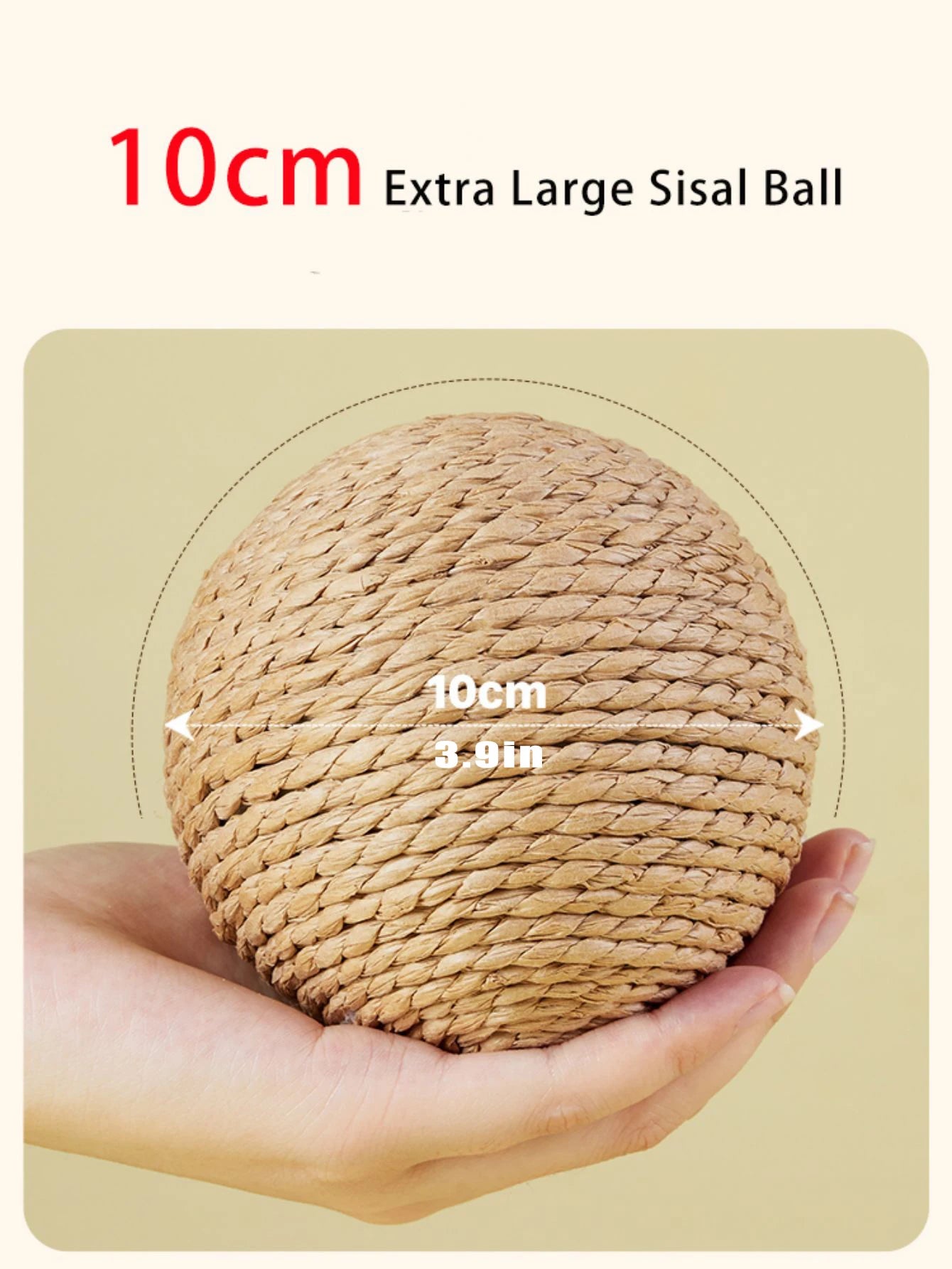 Interactive Sisal Cat Scratching Ball Toy For Kitten Teeth Cleaning Anti Bite 10CM Super Big Cat Ball Sounding Toy Pet Supplies