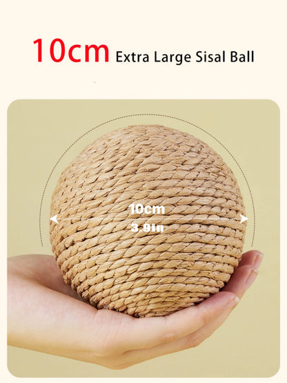 Interactive Sisal Cat Scratching Ball Toy For Kitten Teeth Cleaning Anti Bite 10CM Super Big Cat Ball Sounding Toy Pet Supplies