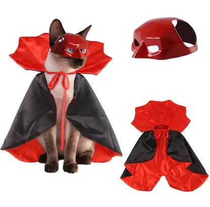 Halloween Vampire Pet Costumes Couture Set with Mask Cape for Cats Dog Halloween Festival Set Dress Up Pet Parties Cloak Clothes